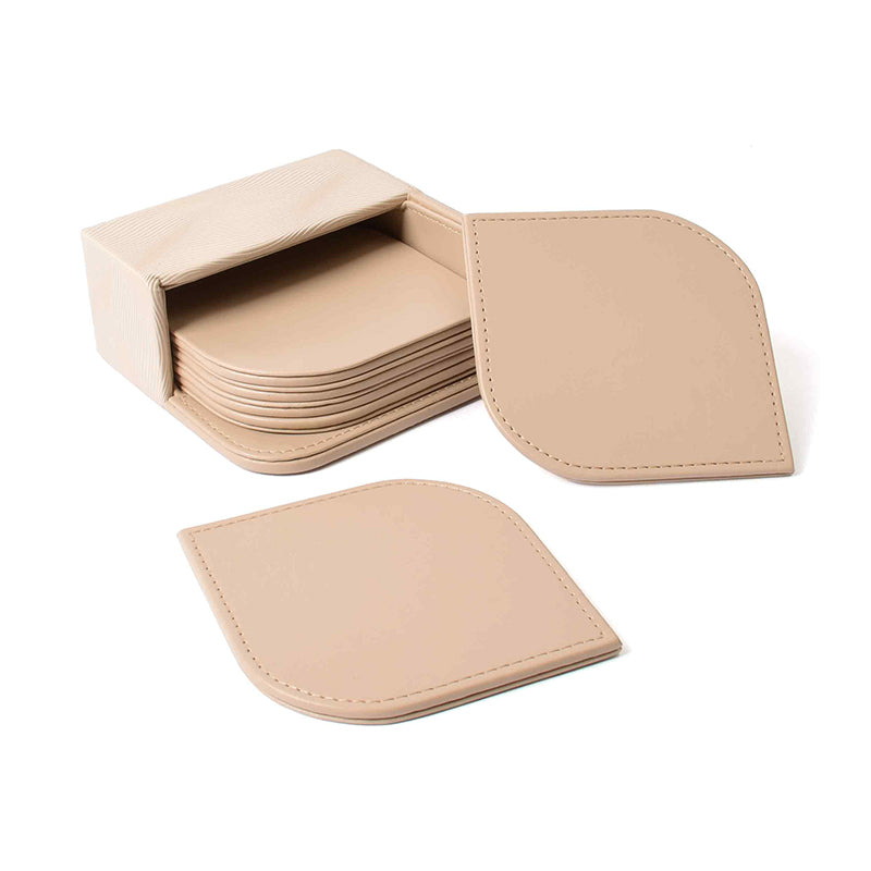 Veltrix Faux Leather Coaster (Beige) - Seven Piece Set media 3
