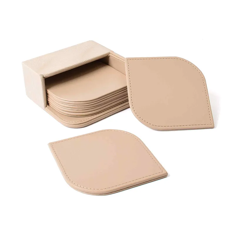 Veltrix Faux Leather Coaster (Beige) - Seven Piece Set media 3
