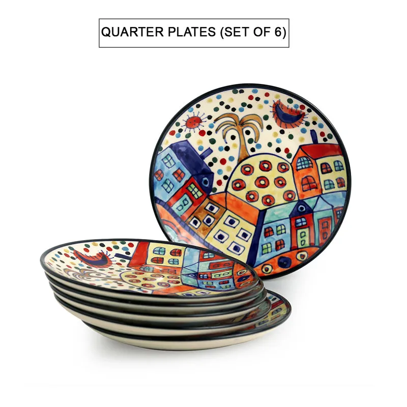 Coastal Cottage Handpainted Ceramic Quarter Plate - Set Of Six media 3