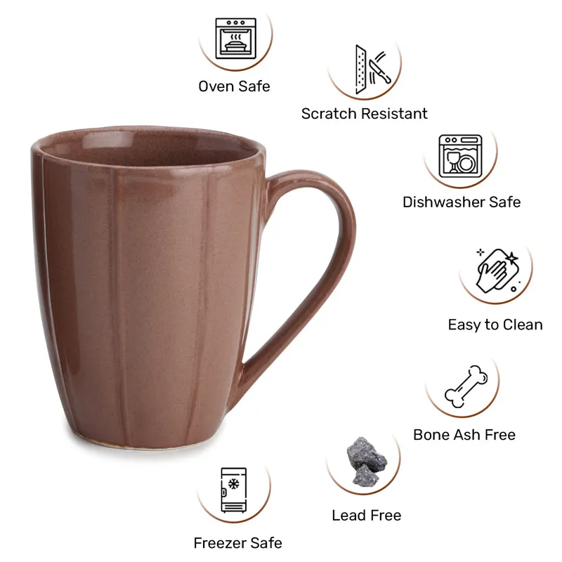 Ciro Porcelain Coffee Mug (300 mL Each/Pastel Brown) - Set of Two media 5