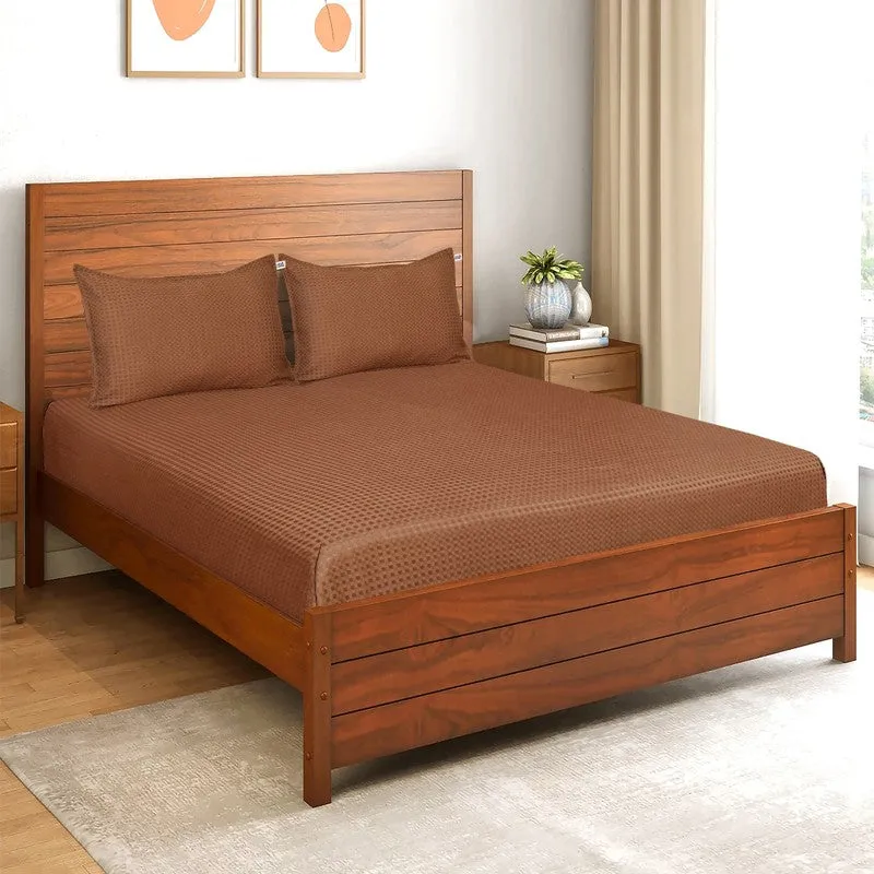 PlainLux Cotton Bedsheet (Brown) - 150 TC media 1