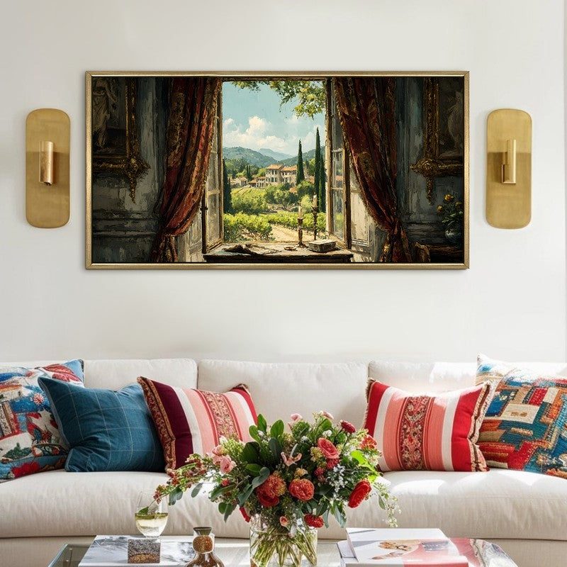 European Vintage Vista Trees Houses Wall Art