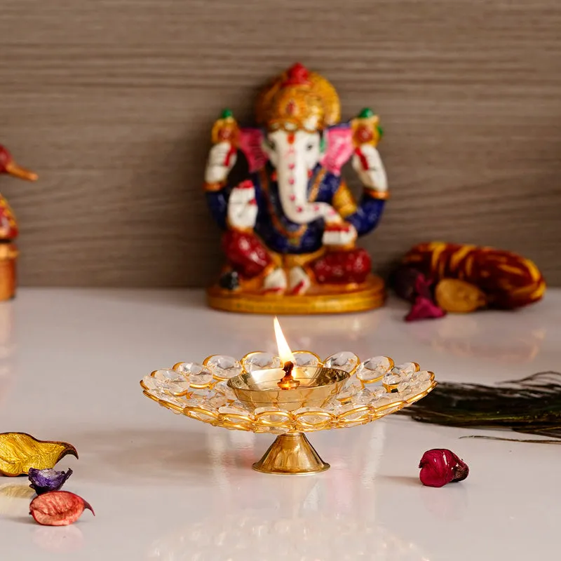 Vintara Festive Brass Diya - Set Of Four media 6