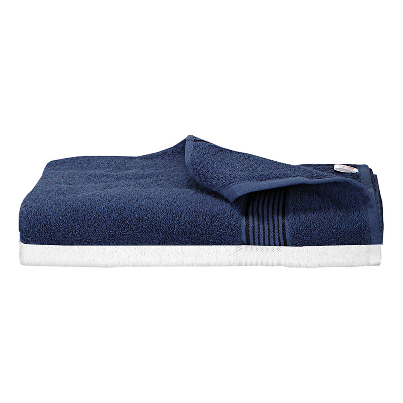 Nuage Cotton Bath Towel (Navy Blue & White) - Set Of Two media 3