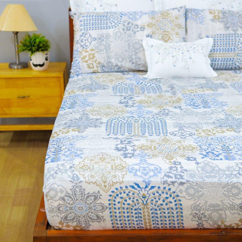 Duna Boheme Floral Cotton Bedsheet (Pastel Blue) - 254 TC media 6