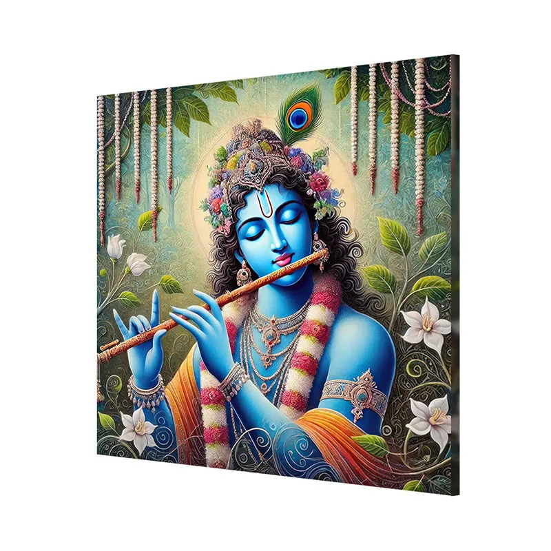 Krishna And His Flute Wall Painting media 5