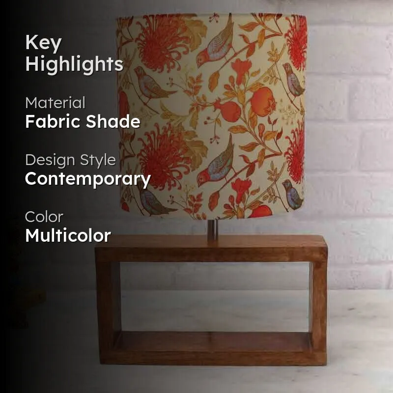 Amber Rectangle Fabric Table Lamp - Multicolor media 2