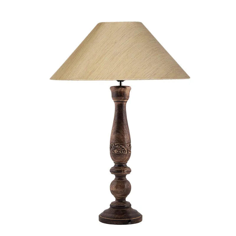 Nihara Wooden Fabric Table Lamp - Beige,Brown media 3