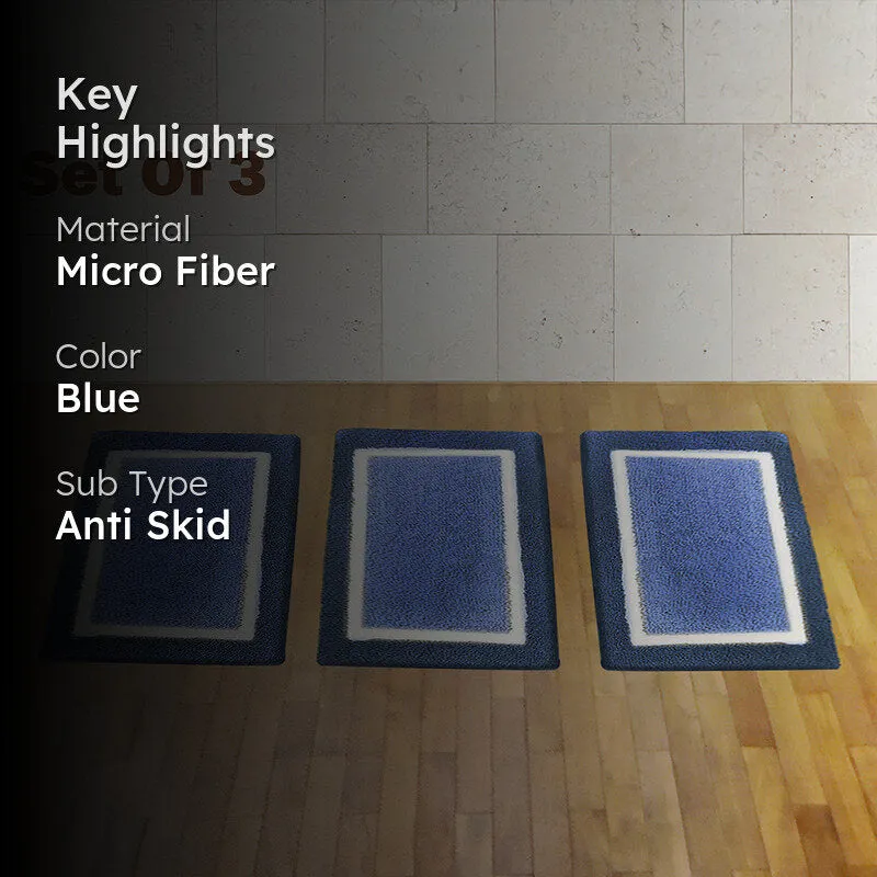 Luxe Anti Skid Bath Mat (Blue) - Set Of Three media 2