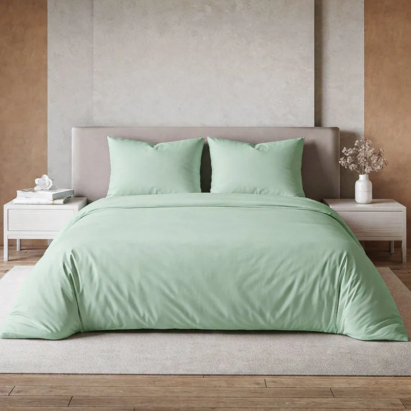 Moonweave Solid Cotton Bedsheet (Mint Green) - 400 TC media 1