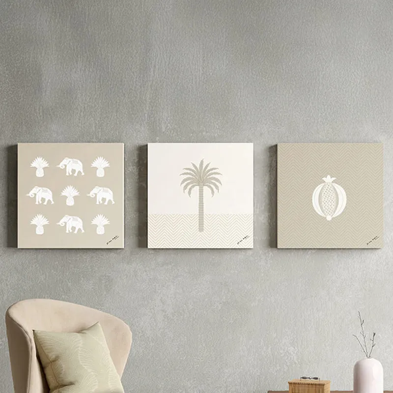 India Circus Tropical Silhouette Canvas Wall Art - Set Of Three media 1