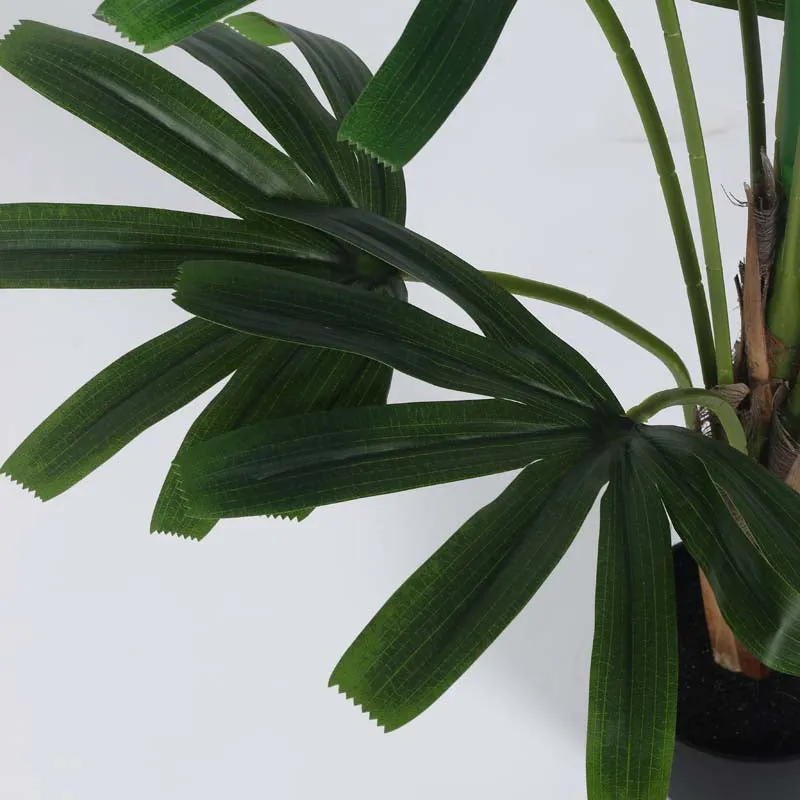 Faux Lush Rhapis Excelsa Plant With Black Plastic Pot - 4 Feet media 4