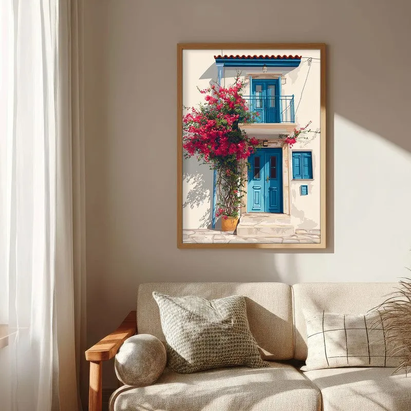 Santorini Canvas Wall Painting - Brown Frame media 6
