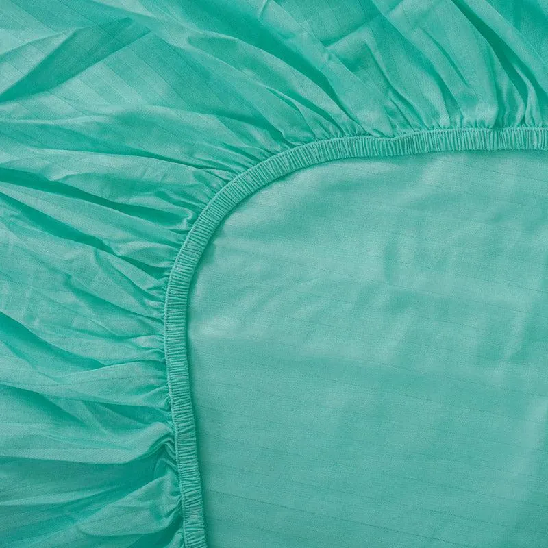 Reposi Striped Cotton Bedsheet (Aqua Blue) - 200 TC media 5
