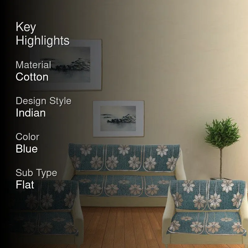 Mitha Floral Sofa Cover (Turquoise) media 2