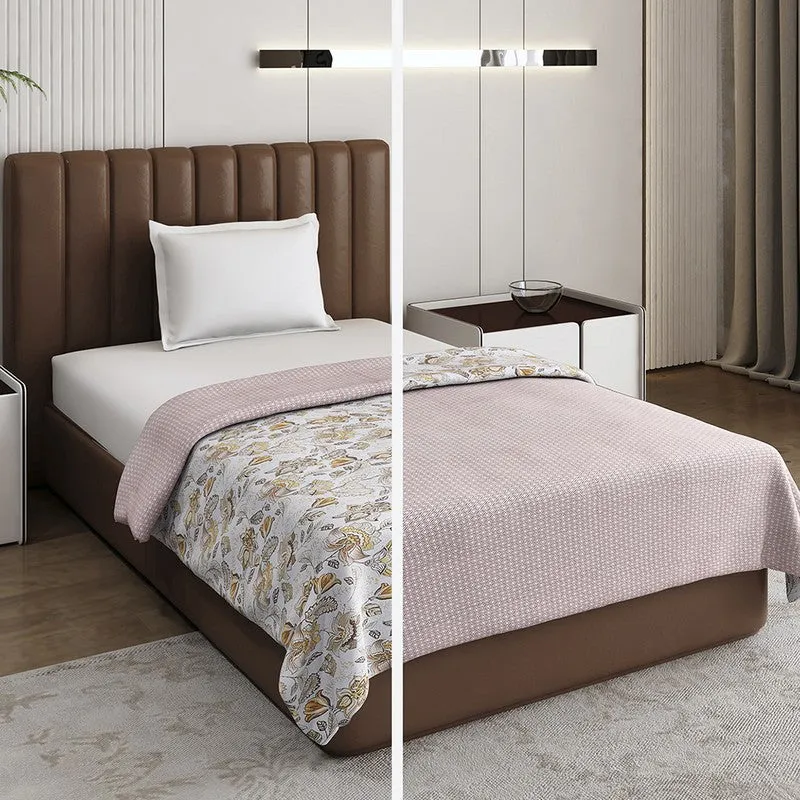 Monte Carlo Petalisa Floral Polycotton Reversible Dohar (Light Brown) - 150 GSM media 3