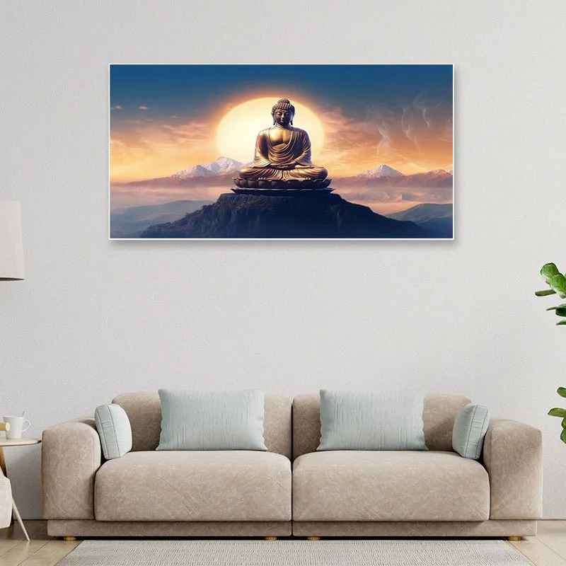 Buddha At Sunrise Canvas Wall Painting With Frame media 3