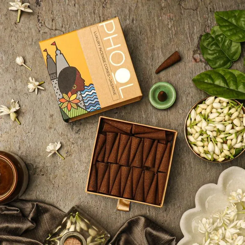 Phool Natural Incense Cones (Jasmine) - Set Of Forty media 1