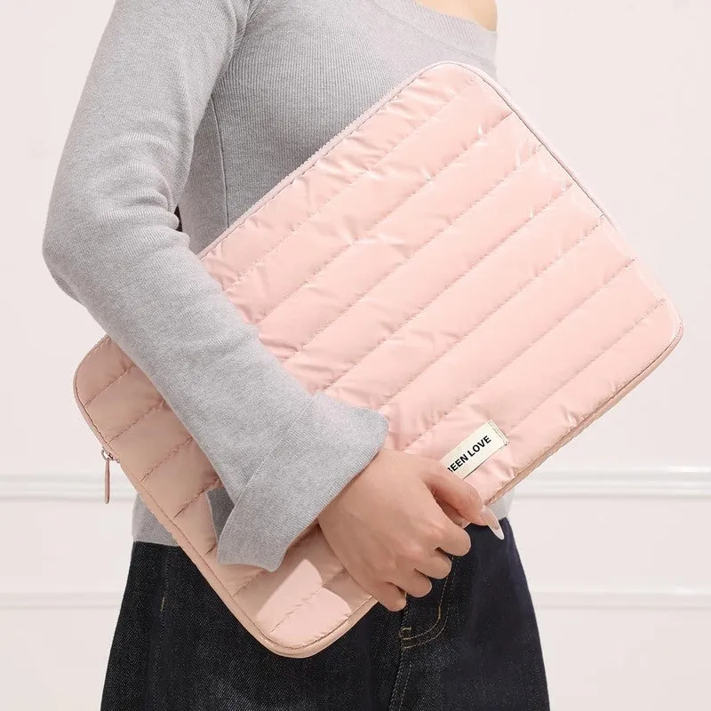 Soft Pink Quilted Laptop Sleeve - Waterproof and Shockproof media 6