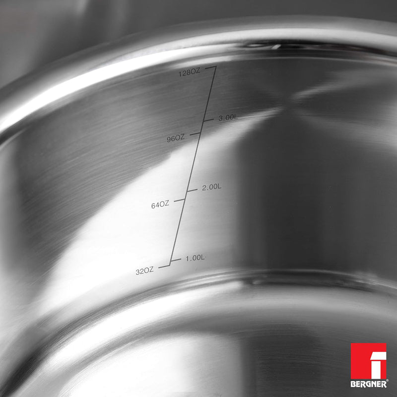 Bergner Argent Triply Casserole With Lid - 3100 ML media 5