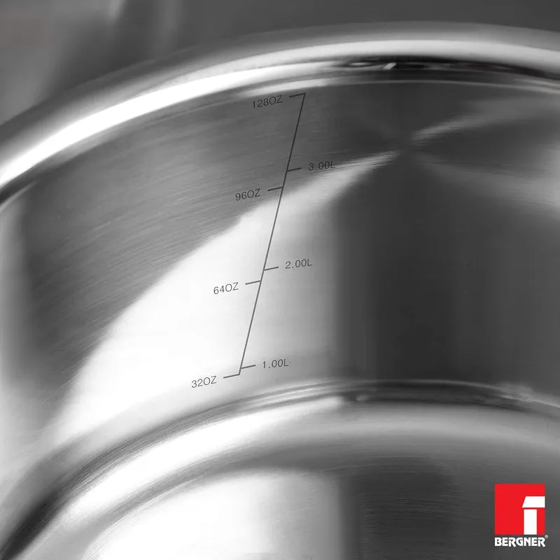 Bergner Argent Triply Casserole With Lid - 3100 ML media 5