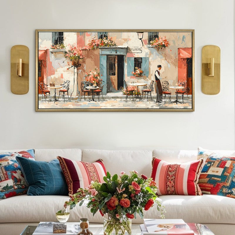 Vintage European Brasserie Street Scene Wall Art