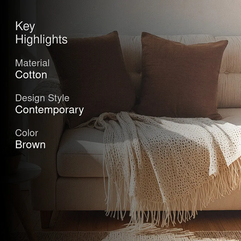 Soft Fabric Cushion Cover Brown - Set Of Two media 2