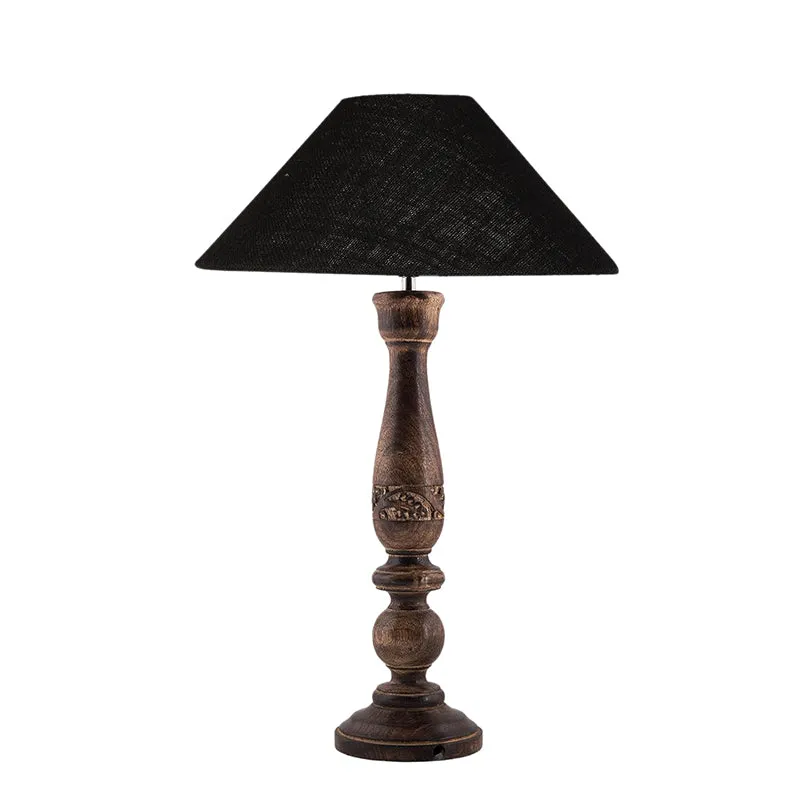 Nihara Wooden & Jute Table Lamp - Black,Brown media 3
