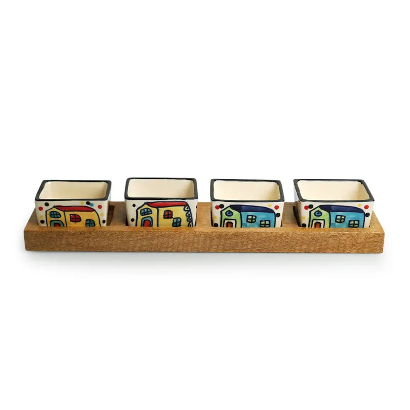 Coastal Cottage Hanpainted Ceramic Dip Bowl With Tray (80 ML) - Five Piece Set media 4