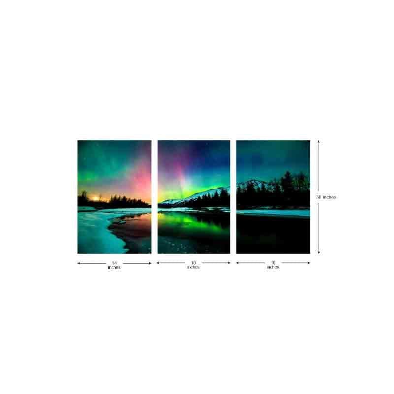 Northern Lights Poly Canvas Wall Art - Three Piece Set media 7