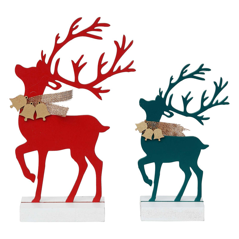 Blizten & Rudolph Wood Christmas Tea Light Holder - Green & Red media 4
