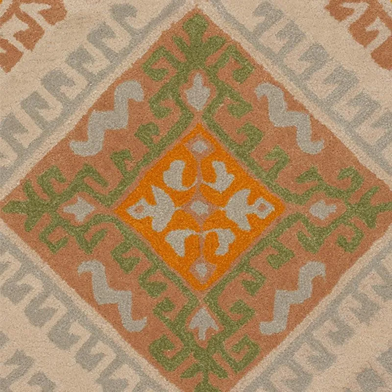 Loreth Hand Tufted Ethnic Wool & Nylon Carpet - Orange media 4