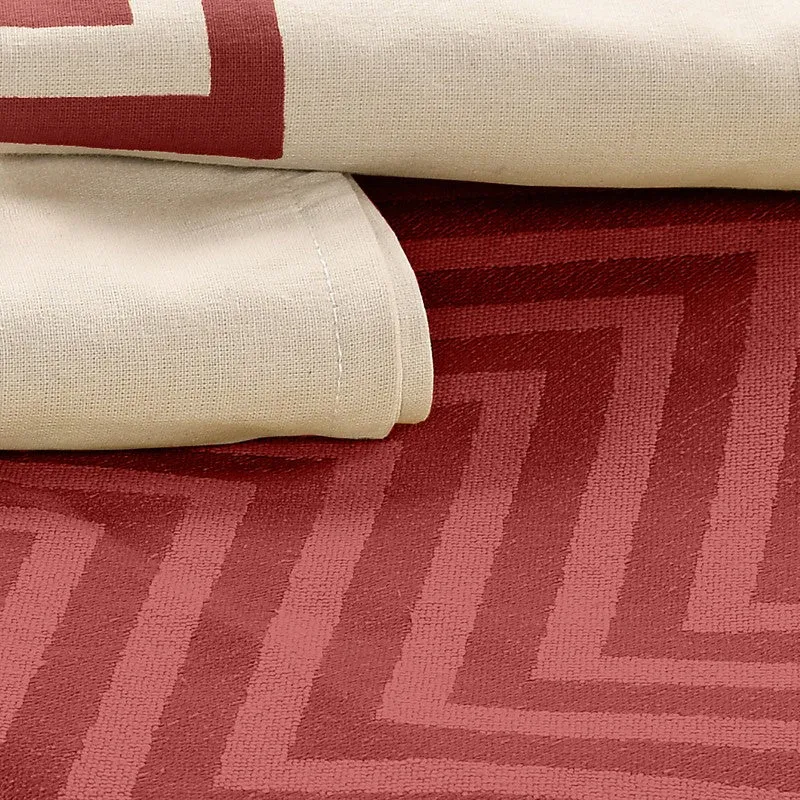 Wave Whisper Cotton Bedsheet (Red) - 224 TC media 5