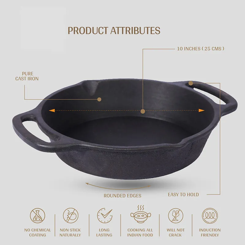 Pure Cast Pre-Seasoned Cast Iron Kadhai Skillet (2000 mL) - 24 cm media 4