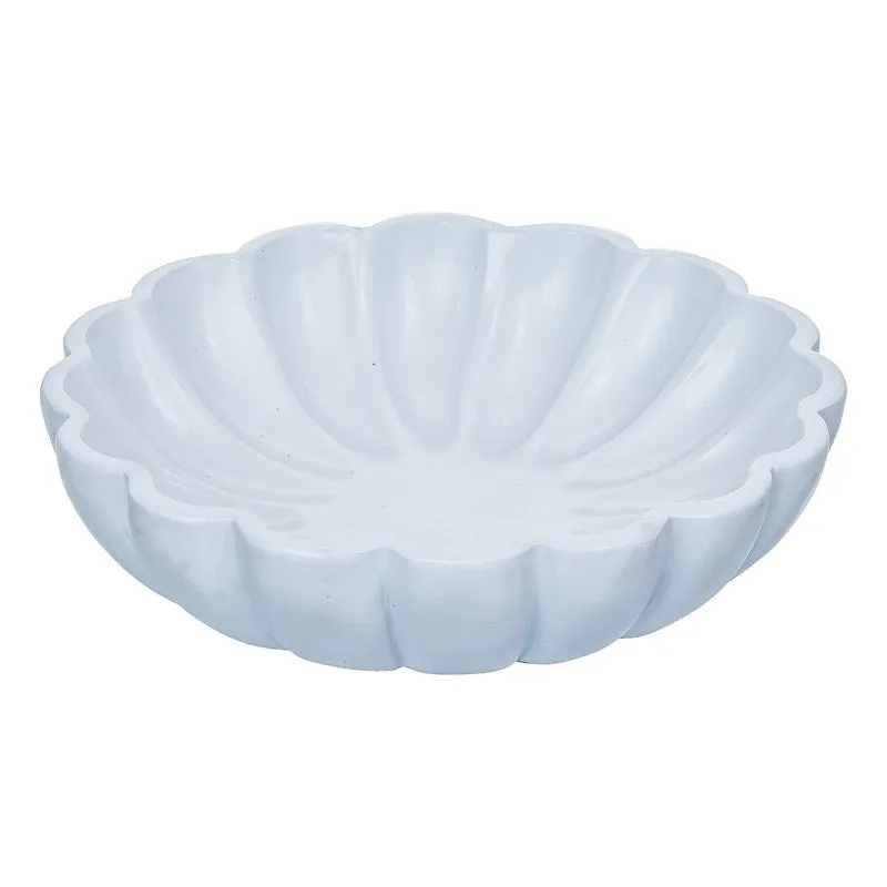 White Lotus Petal Resin Urli - White media 8