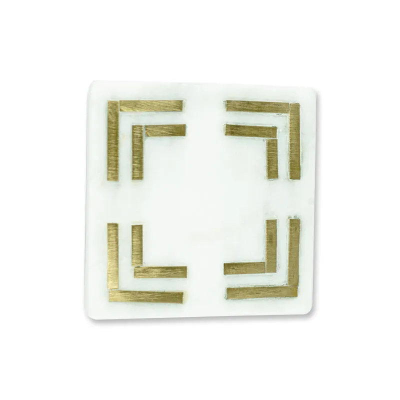 Cairn Marble Coaster With Brass Inlay - Set Of Two media 8
