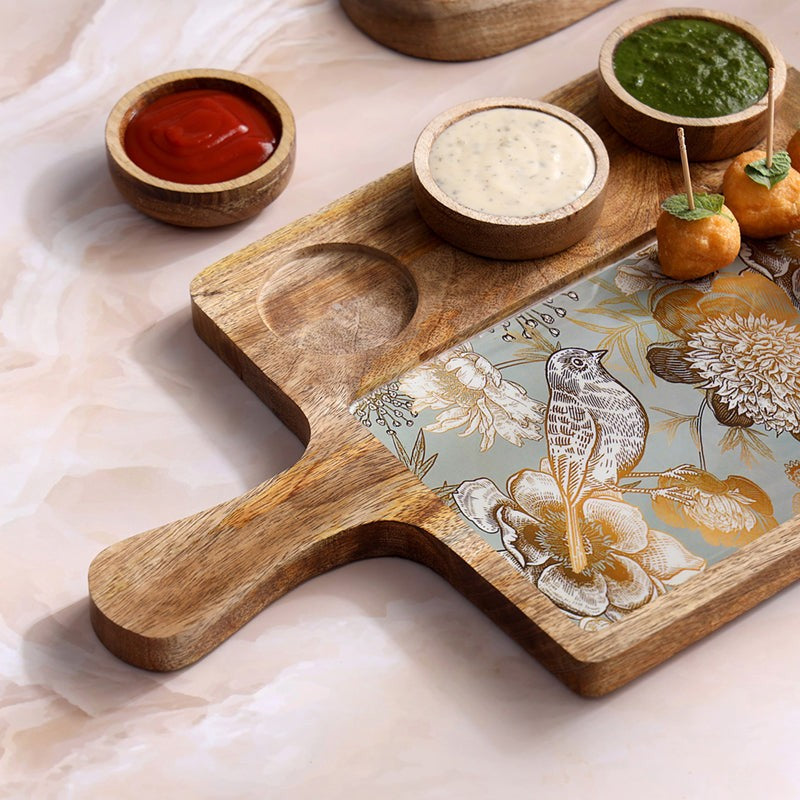 Golden Fleur Mango Wood Platter - Four Piece Set media 6