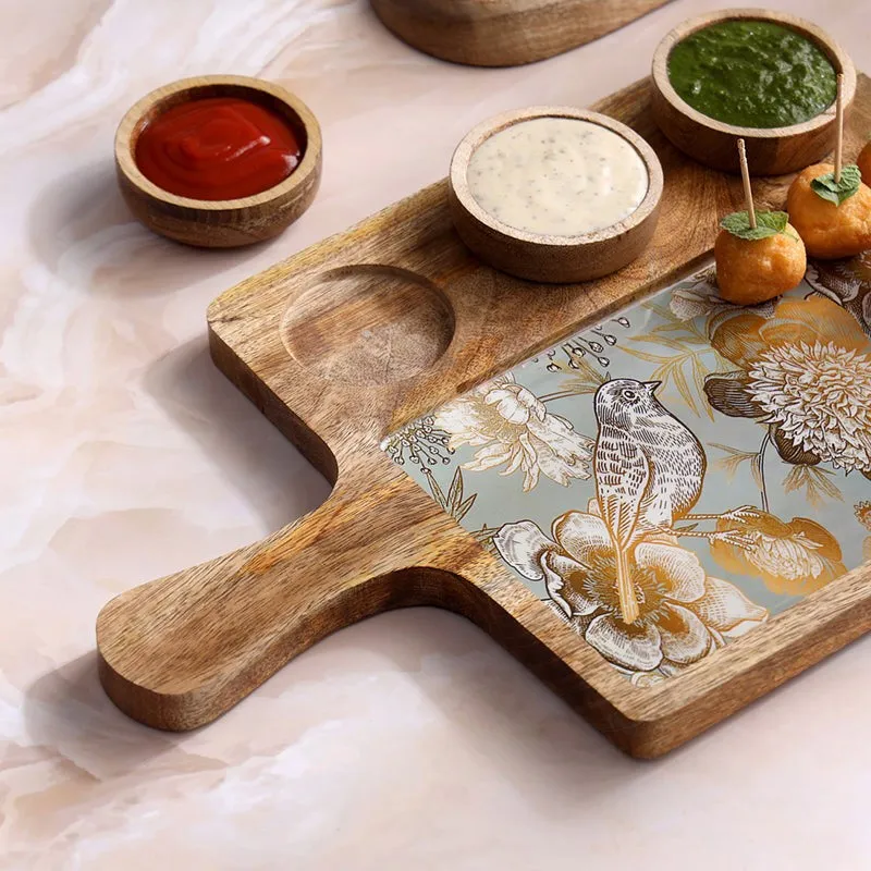 Golden Fleur Mango Wood Platter - Four Piece Set media 6