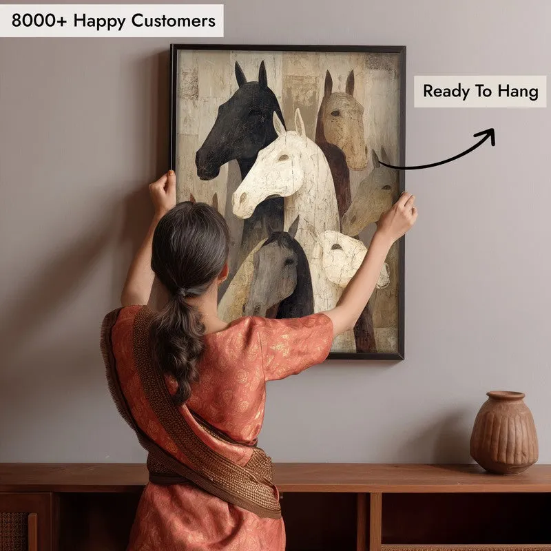 Herd of Horses Wall Painting With Black Frame media 8