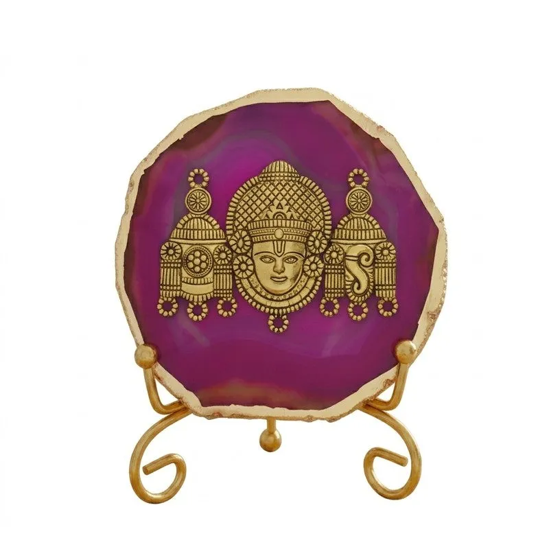Mahalakshmi Agate Showpiece With Stand - Magenta media 3