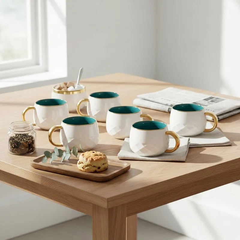 LuxeSip Porcelain Tea Cup (200 mL Each) - Set Of Six media 1