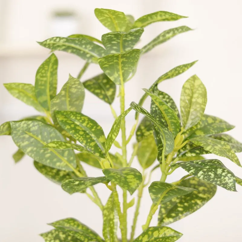 Artificial Croton Leaf Plant With Black Fiber Pot (Yellow) - 1.3 Feet media 6
