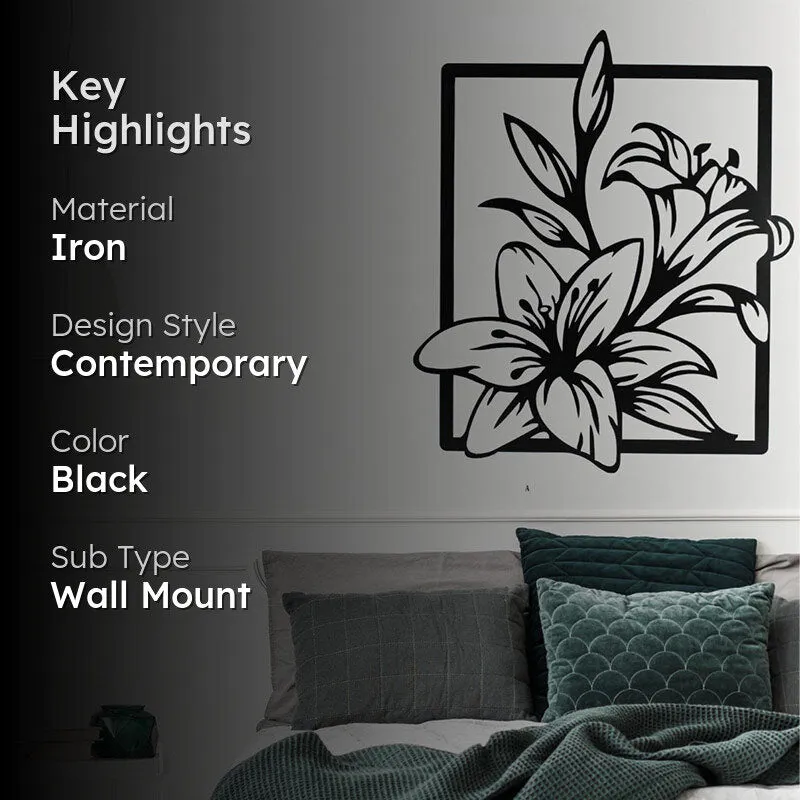 Lily Flowers Black Iron Wall Accent media 2