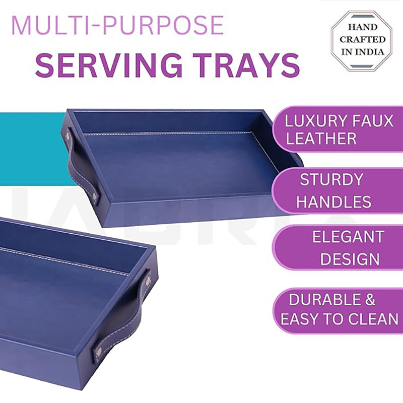Estora Faux Leather Serving Tray - Blue media 3