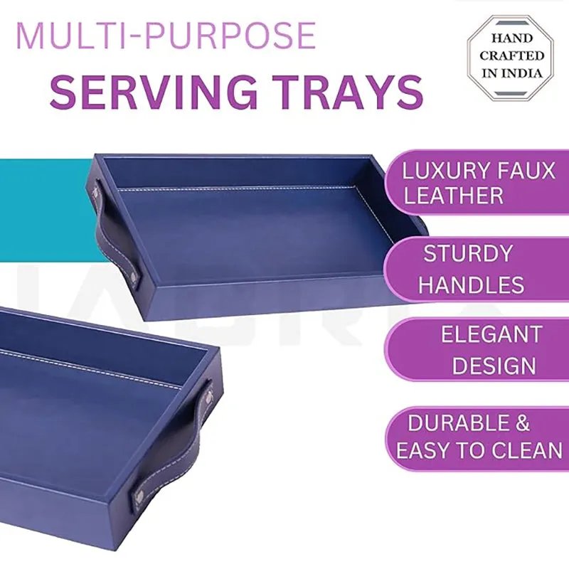 Estora Faux Leather Serving Tray - Blue media 3