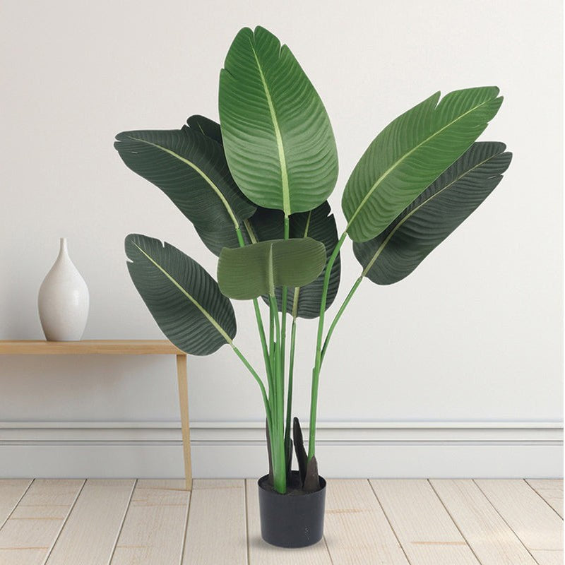 Faux Lush Bird of Paradise Plant With Black Plastic Pot - 4 Feet media 3