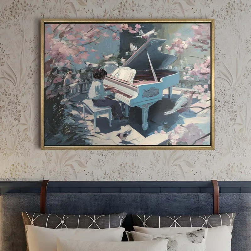 Floral Piano Canvas Wall Painting With Frame media 5
