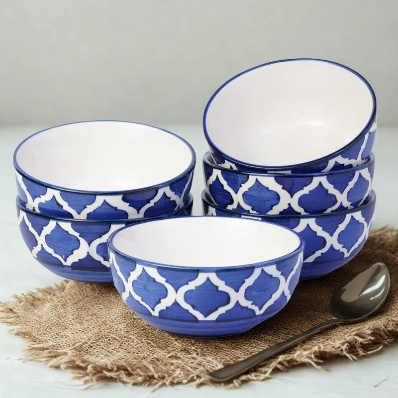 Biteza Ceramic Snack Bowls (Blue , 180 mL Each) - Set Of Six media 5