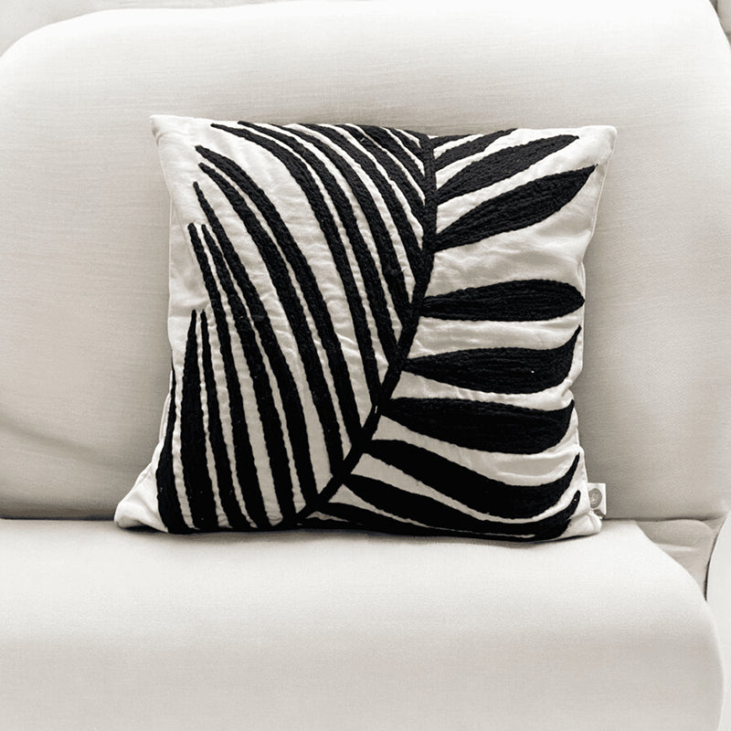Noir Botanica Tufted Cushion Cover - Black & White