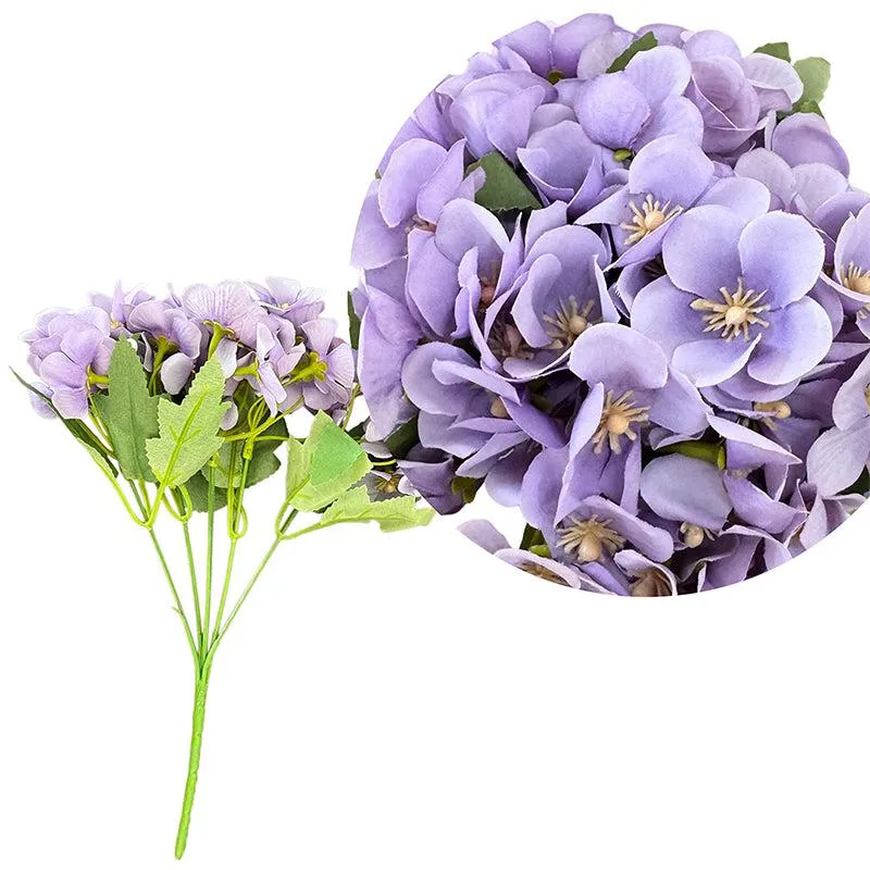 Bloom Hydrangea Artificial Flower (Purple) - Set Of Two media 4